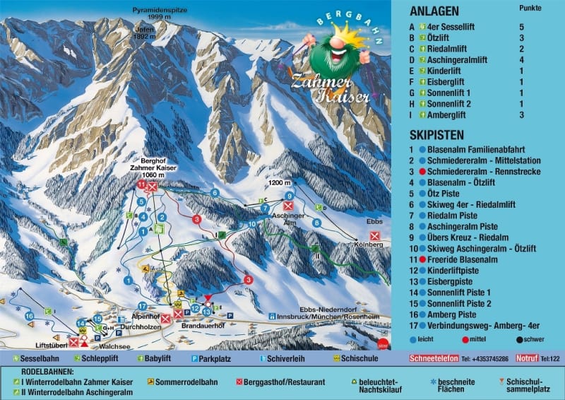 Skizentrum Zahmer Kaiser Trail Map 1
