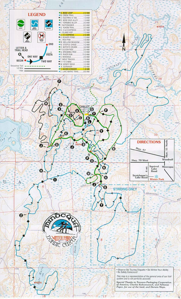 Minocqua Winter Park Xc Trail Map Liftopia 8811