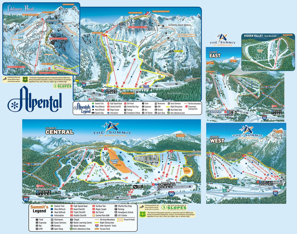 The Summit at Snoqualmie Trail Map Liftopia