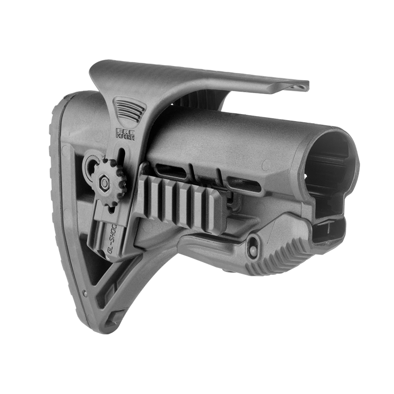 Picture of FAB DEFENSE GL SHOCK COLLAPSIBLE BUTT STOCK WITH CHEEK RISER AND RAIL AR15 BLACK