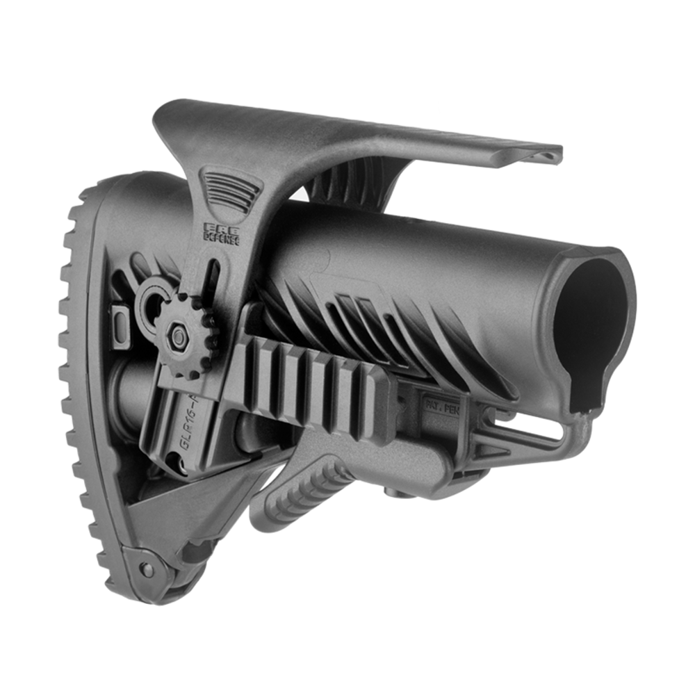 FAB Defense GLR16 Collapsible Buttstock With Cheekriser And Rail Black - featured image