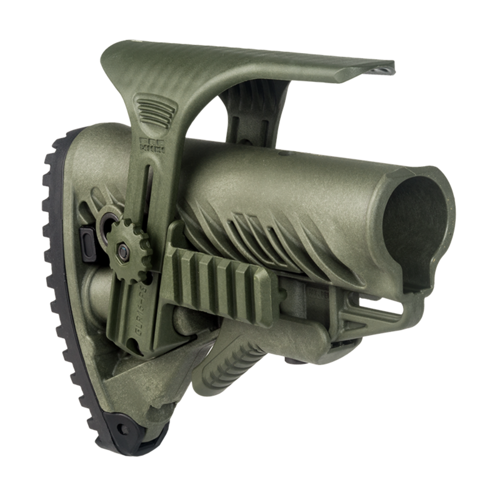 FAB Defense GLR16 Collapsible Buttstock With Cheekriser And Rail Green - featured image