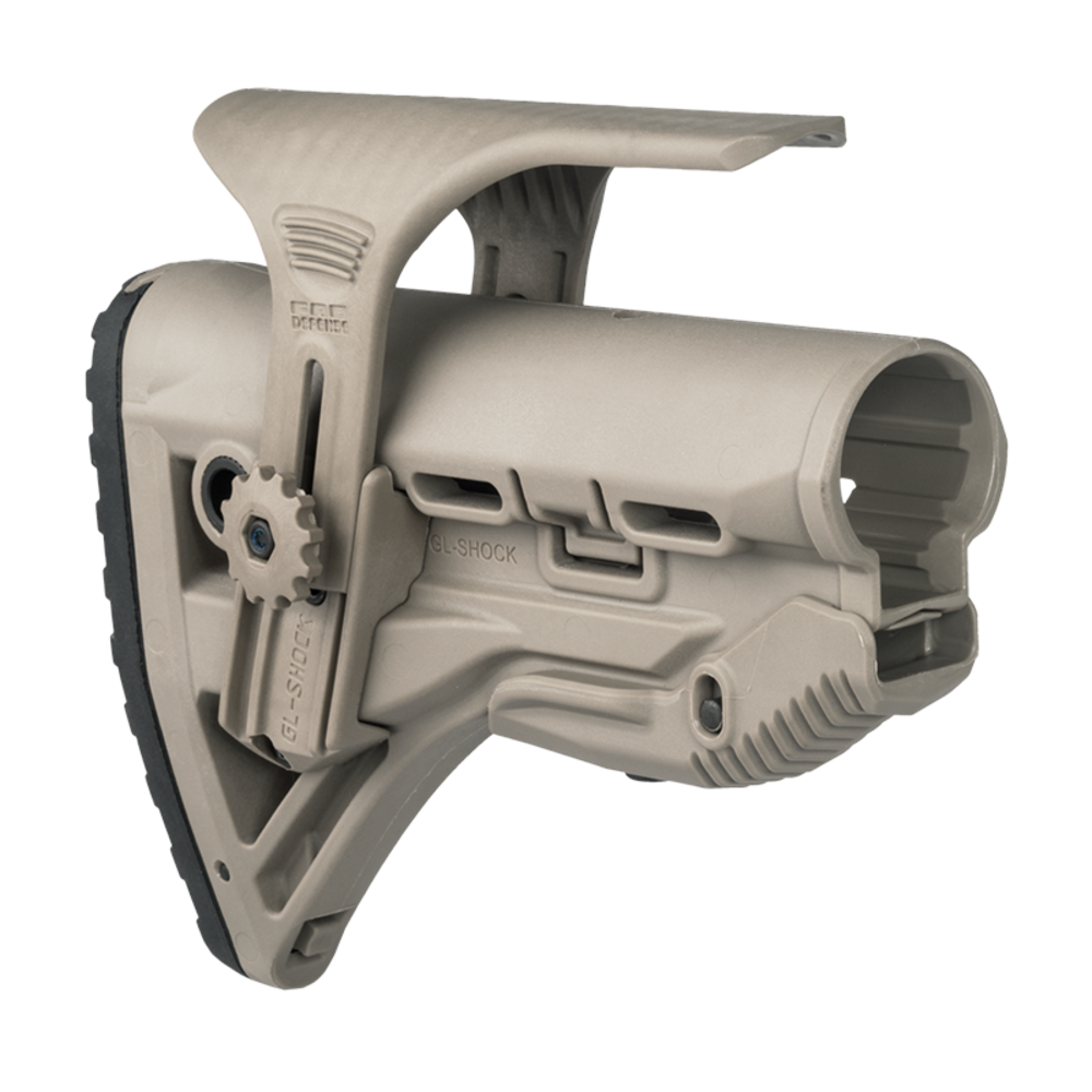 FAB Defense GL Shock Collapsible AR15 Buttstock With Cheekriser Tan - featured image