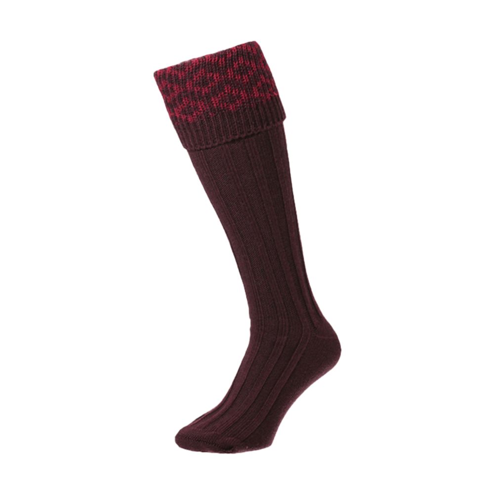 Patterened Top Shooting Socks Maroon - featured image