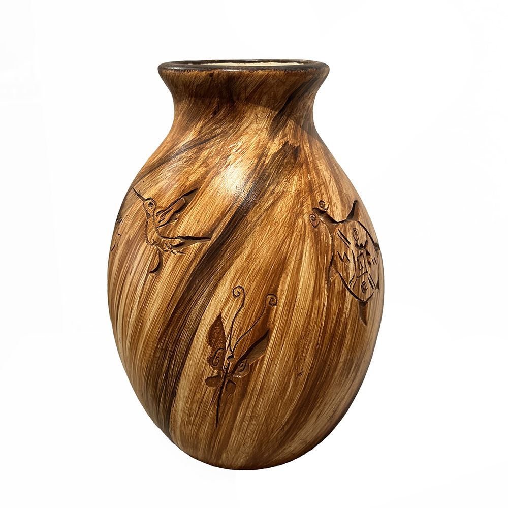 "SHAMAN GATHERING" Petroglyph Pottery 8"x5.5"