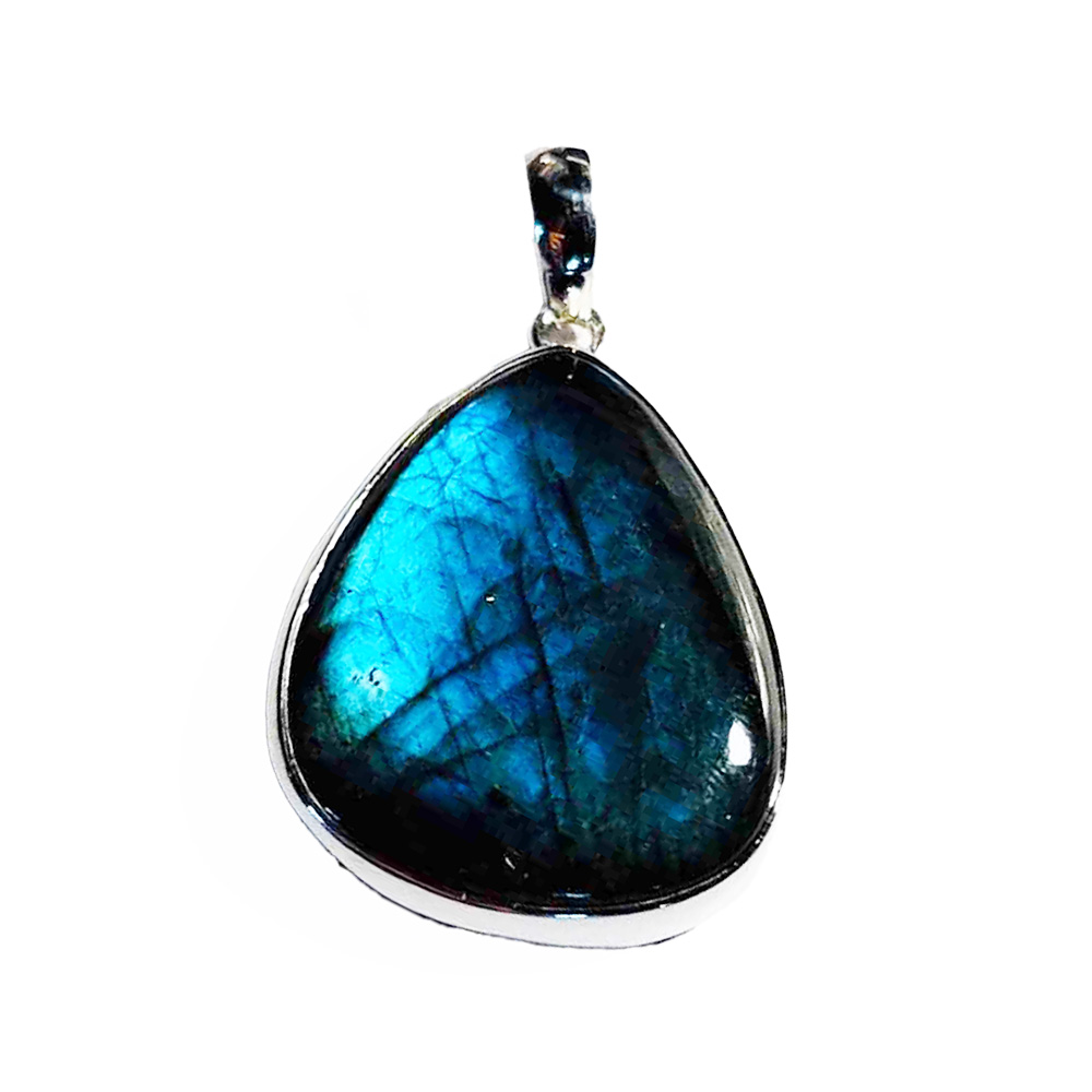 SILVER LABRADORITE TRIANGLE PENDANT