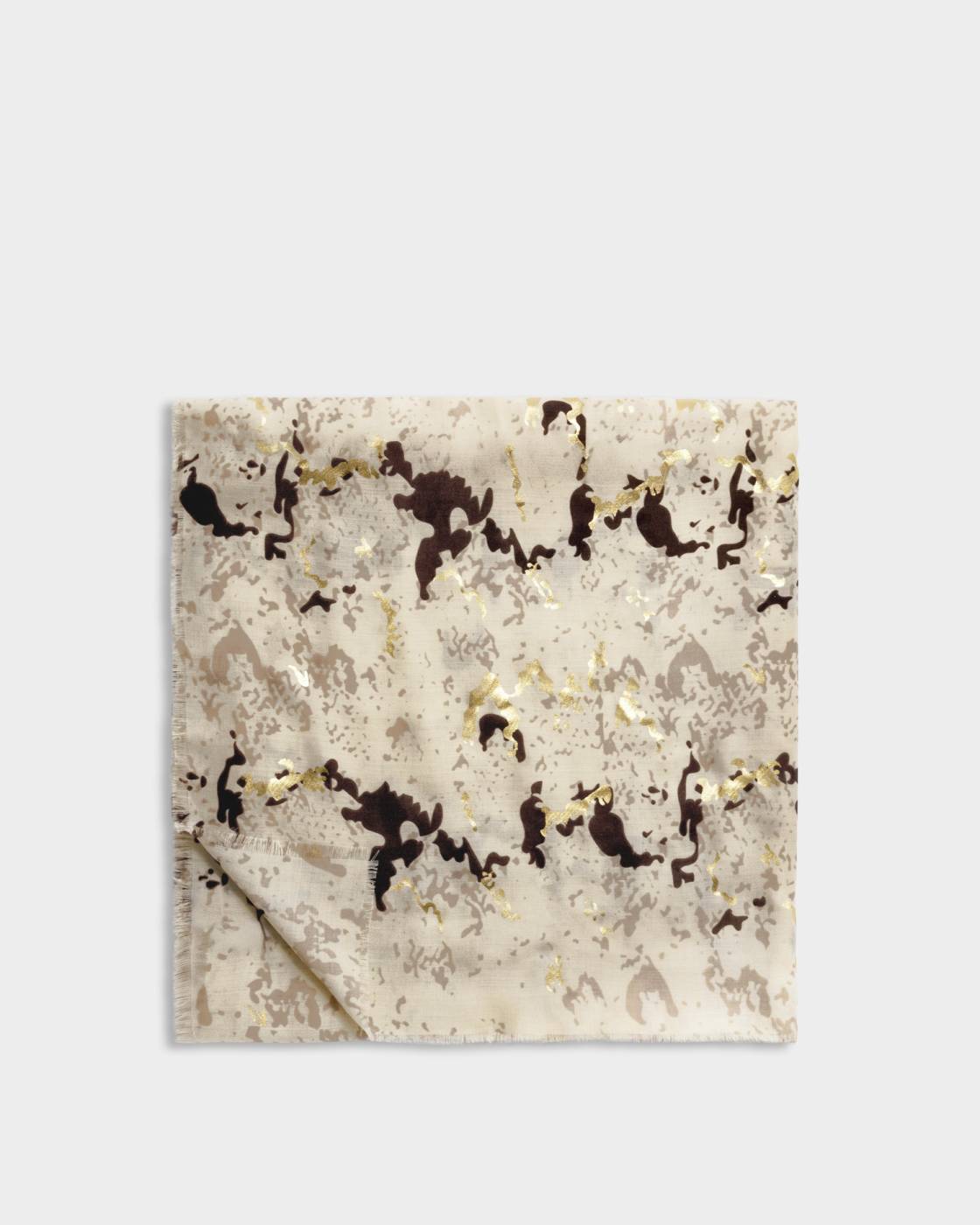 Printed Foil Scarf Snake Sand Taupe