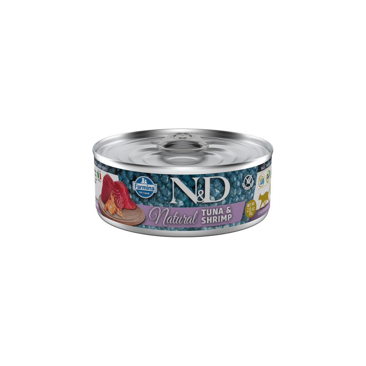 Farmina N&D Blikvoeding Kat Natural Tonijn & Garnaal