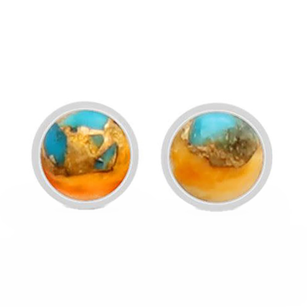 SILVER SPINY OYSTER TURQUOISE POST EARRINGS