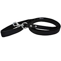 Angel Classic Alpine Plain Leather Dog Leashes Midnight Black 72" x 3/4"