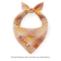 Handmade in USA Dog Bandana - Mustard Plaid Flannel Dog Bandana M 17"