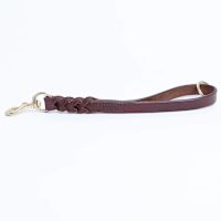 Angel Leather Braided Tab Dog Leash Brown 1' x  3/4"