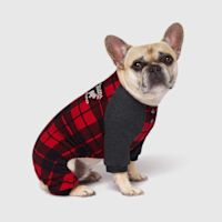 Canada Pooch Frosty Fleece Onesie Red Plaid 16