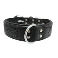 Angel Santa Fe Designer Leather Dog Collar - Black Black 20" x 1"