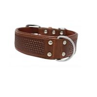 Angel Santa Fe Designer Leather Dog Collar - Brown 26" x 2"