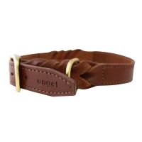 Angel Leather Braided Dog Collar - Brown 24" x 1.25"