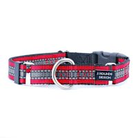 2 Hounds Design Reflective Nylon Dog Collar Red XL 1" (20"26")