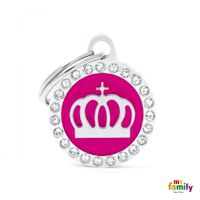 My Family Custom Pet ID Tags - Glam w/ Rhinestone Crystals Pink Glam Crown