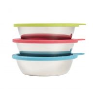 Messy Mutts - 6 PC Stainless Steel Dog Bowls with Silicone Lids