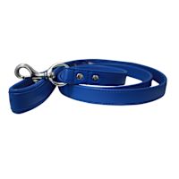 Angel Classic Alpine Plain Leather Dog Leashes Cobalt Blue 48" x 1/2"