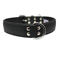 Angel Classic Alpine Plain Leather Dog Collars Midnight Black 14" x 3/4"