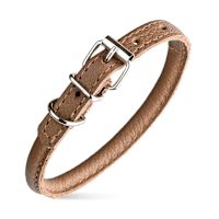 DogLine Soft Round Leather Dog Collar Brown XXS 8"-10