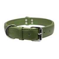 Angel Classic Alpine Plain Leather Dog Collars Olive Green 22" x 1"