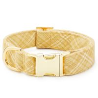 Handmade in USA Dog Collar - Buttercup Plaid Metal Buckle  S 5/8"