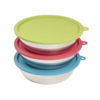 Messy Mutts - 6 PC Stainless Steel Dog Bowls with Silicone Lids XL 6 cup