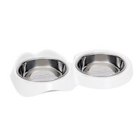 Catit PIXI Cat Dish -Stainless Steel White Double