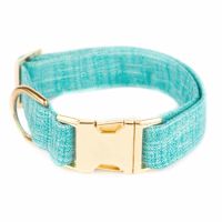 Handmade in USA Dog Collar - Pastel Plaid Flannel Metal Buckle   S 5/8"