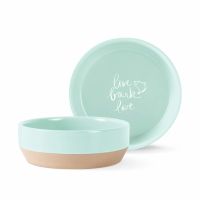 Live Bark Love Beveled Stoneware Dog Bowl