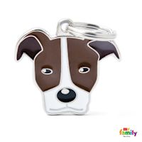 My Family Custom Pet ID Tags - Friends Brown & White Pitbull