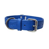 Angel Classic Alpine Plain Leather Dog Collars Cobalt Blue 20" x 1"