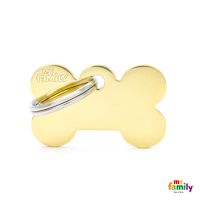 My Family Custom Pet ID Tags - Basic Golden Bone (24k Gold plated) S