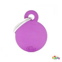 My Family Custom Pet ID Tags - Basic Purple Round S