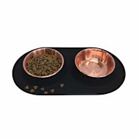 Messy Mutts - Double Silicone Dog Feeder Special Edition Copper Bowls Large