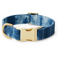 Handmade in USA Dog Collar - Indigo Mud Cloth Metal Buckle  S 5/8"