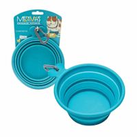 Messy Mutts - Silicone Collapsible Travel Bowl for Dogs Blue M