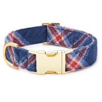 Handmade in USA Dog Collar - Jackson Plaid Flannel Metal Buckle  S 5/8"
