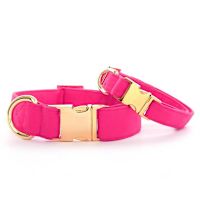 Handmade in USA Dog Collar - Hot Pink Metal Buckle  XS 5/8"