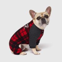 Canada Pooch Frosty Fleece Onesie Red Plaid