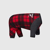 Canada Pooch Frosty Fleece Onesie Red Plaid