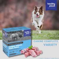 Healthy Paws Raw Dog Food - Variety Complete Dinner 8 lb (Turkey, Salmon, Lamb, Bison)