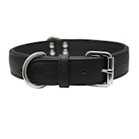Angel Classic Alpine Plain Leather Dog Collars Midnight Black 22" x 1"