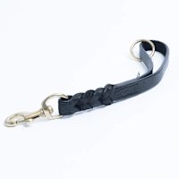 Angel Leather Braided Tab Dog Leash Black 1' x  3/4"