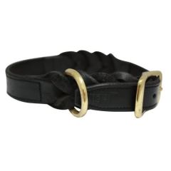 Angel Leather Braided Dog Collar - Black