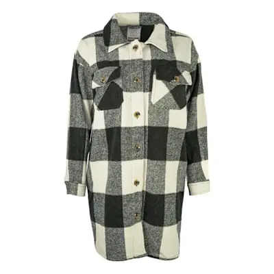 VESTE À CARREAUX NOIR FEMME (L)