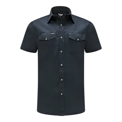 CHEMISE DE TRAVAIL À MANCHES COURTES EN STRETCH CLASSIQUE NAVY HOMMES GRAND