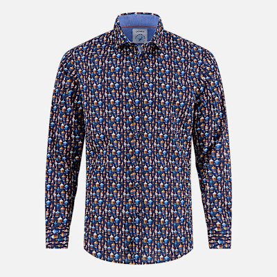 CHEMISE FISH NAMED SHIRT NAVY JAQUARD